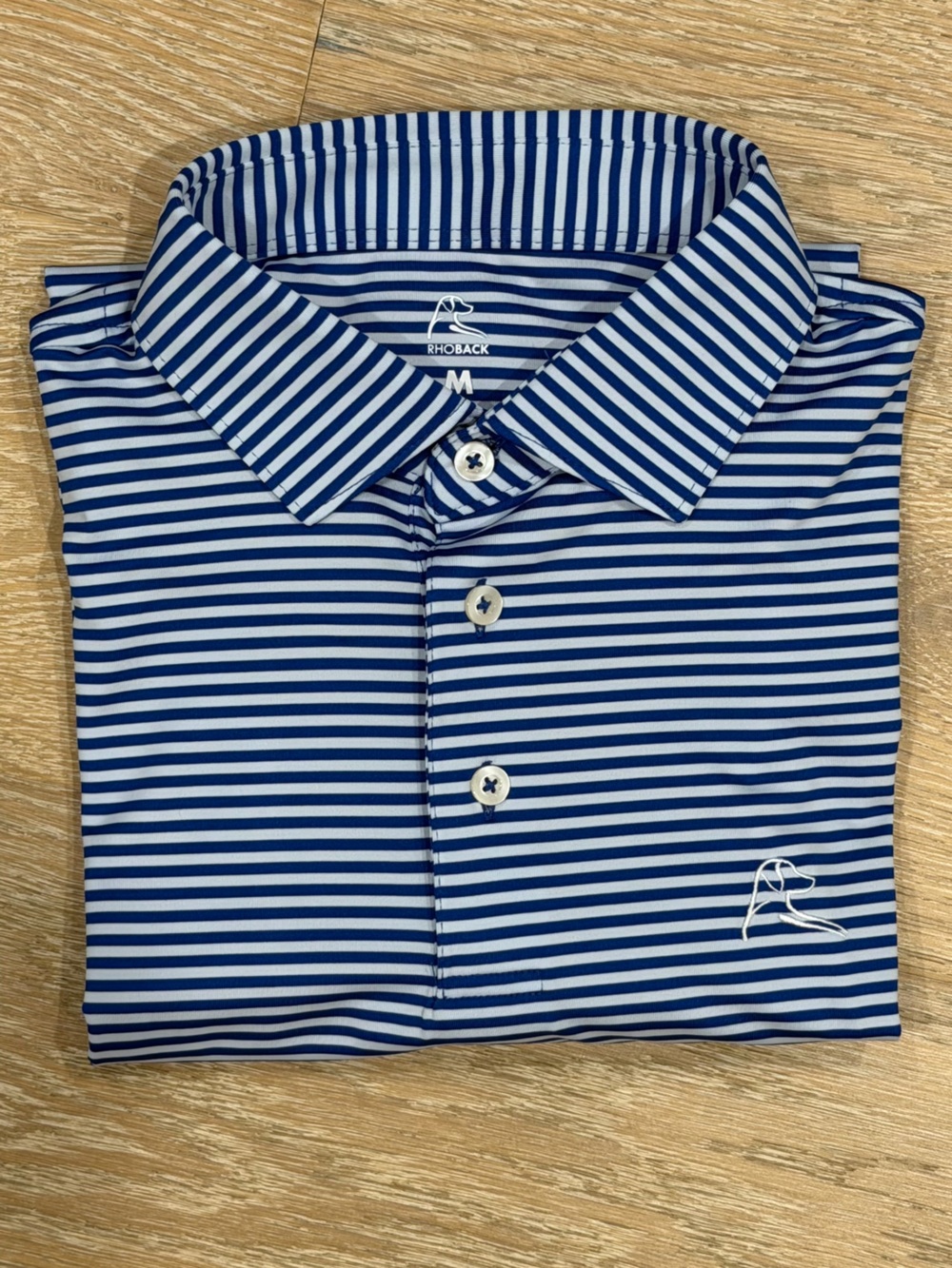 Rhoback Polo Shirt - Navy Blue Birdie Stripe